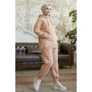 InStyle Merva Three Thread Tracksuit Set - Biscuit