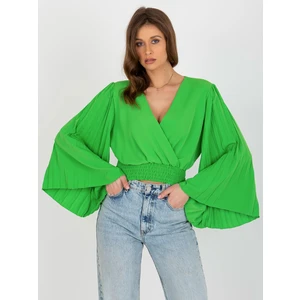 Light green formal blouse with pleats