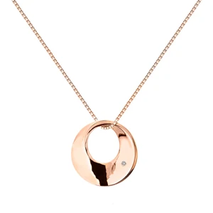 Hot Diamonds Elegantní bronzový náhrdelník s diamantem Quest DP788 (řetízek, přívěsek)
