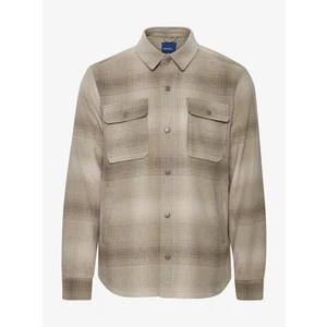 Beige Plaid Shirt Blend - Men