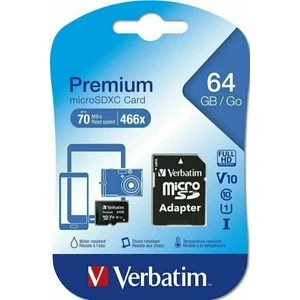 Verbatim paměťová karta 44084 microSDXC 64Gb cl10 adapt