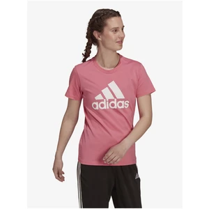 Růžové dámské tričko s potiskem adidas Performance W BL T - Dámské