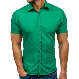 Zelená pánska elegantá košeľa s krátkymi rukávmi BOLF 7501