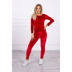 Velor set with ruffles at the back red