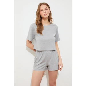 Trendyol Gray Camisole Knitted Pajamas Set