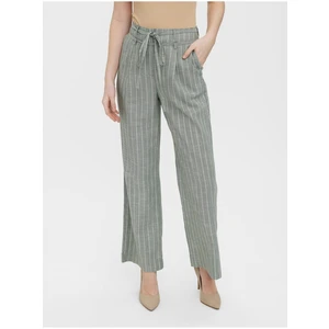 Light green striped wide trousers VERO MODA Serena - Ladies