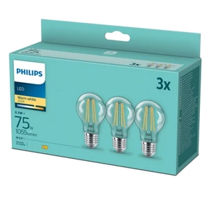 LED žiarovka Philips klasik, 8,5W, E27, teplá bílá, 3ks (8718699696955) LED žiarovka • spotreba 8,5 W (energetická trieda E) • náhrada 61 W až 75 W ži