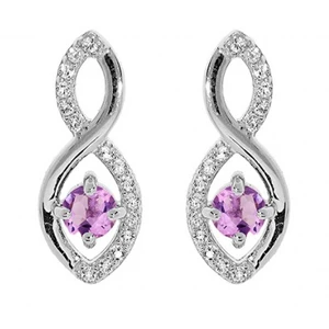 Brilio Silver Trblietavé strieborné visiace náušnice s ametystmi Precious Stone SE09089AM