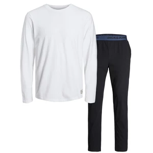 Jack&Jones Pánské pyžamo JAC Standard Fit 12221858 White Pants Black L