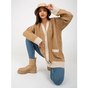 Camel cardigan with pattern RUE PARIS