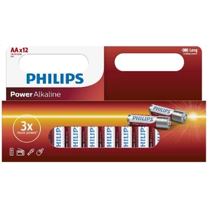 Tužkové baterie AA Philips Power Alkaline LR6 P12W alkalické v boxu