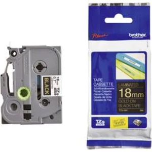 Brother TZ-344 / TZe-344, 18mm x 8m, zlatý tisk / černý podklad, originální páska