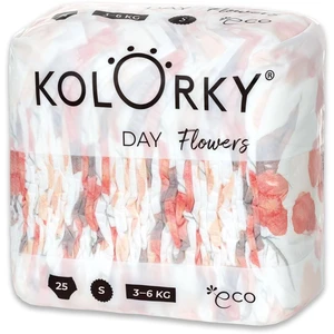 KOLORKY DAY - kvety - S (3-6 kg) - 25 ks - jednorazové eko plienky