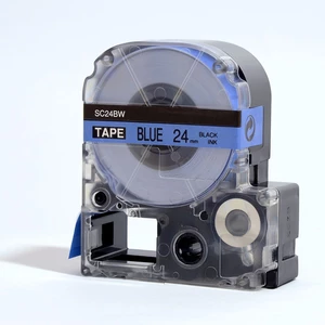 Epson LC-SC24BW, 24mm x 8m, černý tisk / modrý podklad, kompatibilní páska