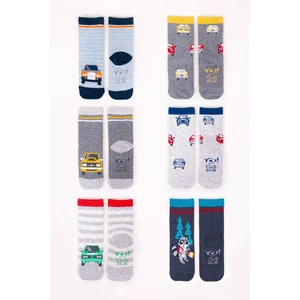 Yoclub Man's Cotton Baby zokni Anti Skid Abs minták színek 6-Pack SKC/STA/6PAK/BOY/001