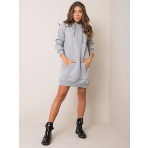 RUE PARIS Gray melange dress with hood