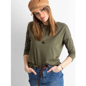 Basic blouse with 3/4 khaki sleeves