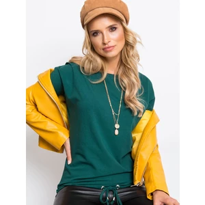 Basic dark green blouse with long sleeves