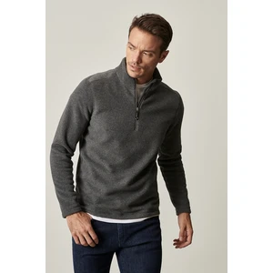 AC&Co / Altınyıldız Classics Men's Anthracite Anti-pilling Non-Pilling Standard Fit Stand-up Collar Cold-Proof Fleece Sweatshirt