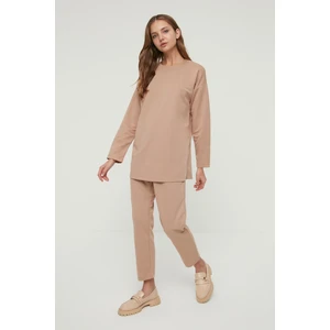 Trendyol Camel Knitted Bottom-Top Set