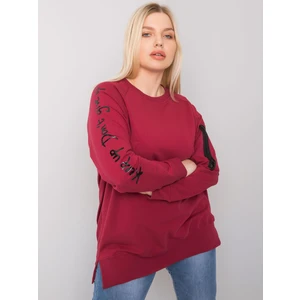 Women's burgundy tunic in oversized sizes