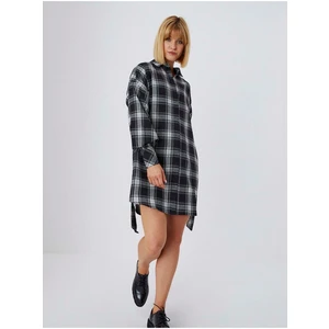 Black Women's Shirt Plaid Dress Moodo - Women