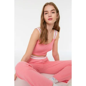 Trendyol Pink Elastic Detailed Crop Camisole Knitted Bustier
