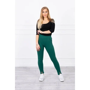 Pants with a slit on the leg green