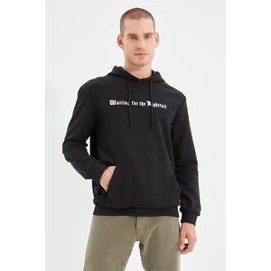 Trendyol Black Men Regular Fit Long Sleeve Hooded Printed Sweatshirt