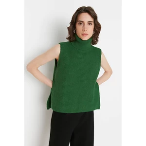 Zelená dámská vesta s příměsí vlny Trendyol - Dámské