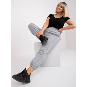 Gray melange plus size sweatpants with Banni pockets