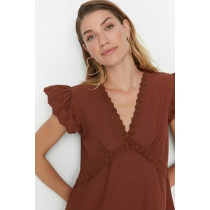 Trendyol Cinnamon Lace Detailed Beach Dress