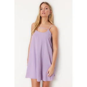 Trendyol Purple Wide-Cut Mini Dress with Woven Straps