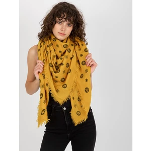 Women's scarf with print - yellow