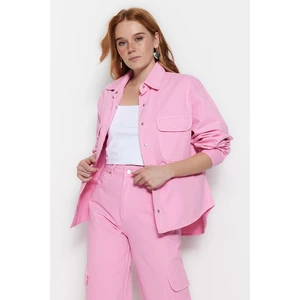 Trendyol Pink Oversize Denim Shirt Jacket
