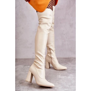 High-heeled leather boots Beige Casto