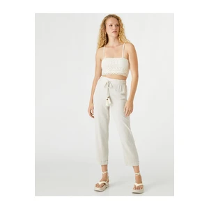 Koton Tie Waist Trousers Linen Blend