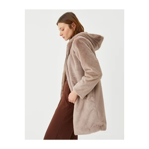 Koton Oversized Plush Coat with Pocket, Hoodie