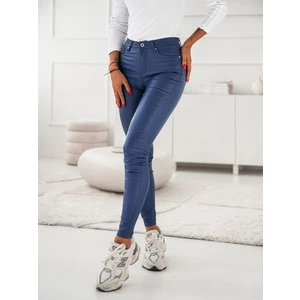 Fitted women's trousers made of indigo eco-leather