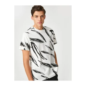 Koton Printed Cotton T-Shirt, Crew Neck Short Sleeved