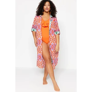 Trendyol Curve Orange Shirt Collar Woven Kimono