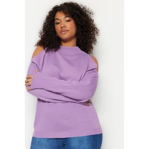 Trendyol Curve Purple Cut Out Detailed Knitwear Sweater