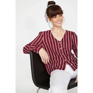 Koton Women's Burgundy Striped Blouse