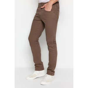 Trendyol Comfortable Brown Men's Regular Fit Gabardine Trousers, which 360 Degree Stretches in All Directions
