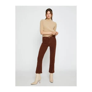 Koton Hispanic Crop Leg Corduroy Pants Slim Fit