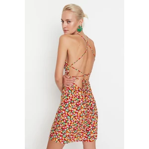 Trendyol Orange Back Detailed Floral Pattern Dress