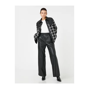 Koton Wide Leg Faux Leather Trousers. Stitching Detail.