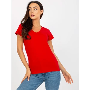 Basic red women's short sleeve T-shirt