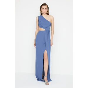 Trendyol X Sagaza Studio Indigo One Shoulder Cut Out Detailed Evening Dress