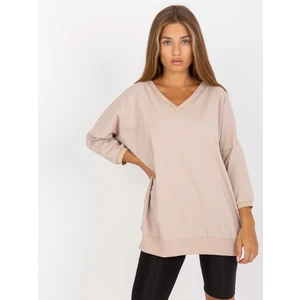 Casual, beige blouse made of cotton RUE PARIS